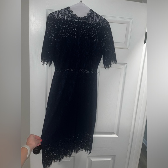 Lulus navy blue sheer lace short sleeve mini dress - Picture 4 of 4